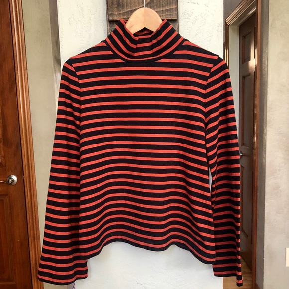 Madewell Mockneck Navy/Orange Top - Picture 3 of 9